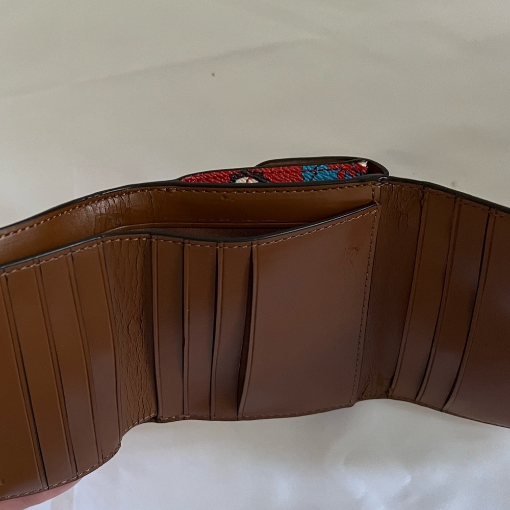 BUNDLE Coach Wild Prairie Wallet Coated Canvas Leather Floral Carmine - Picture 6 of 6